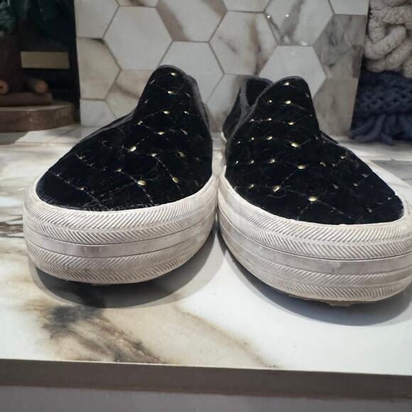 Keds x Kate Spade Double Decker Quilted Black Velvet Gold Stud Slip-On Sneakers9 - Picture 5 of 12
